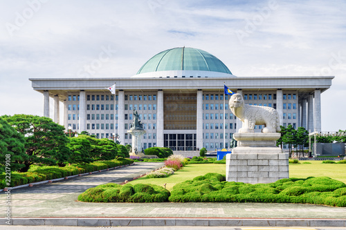 Photography Main view of the National Assembly Proceeding Hall. South Korea