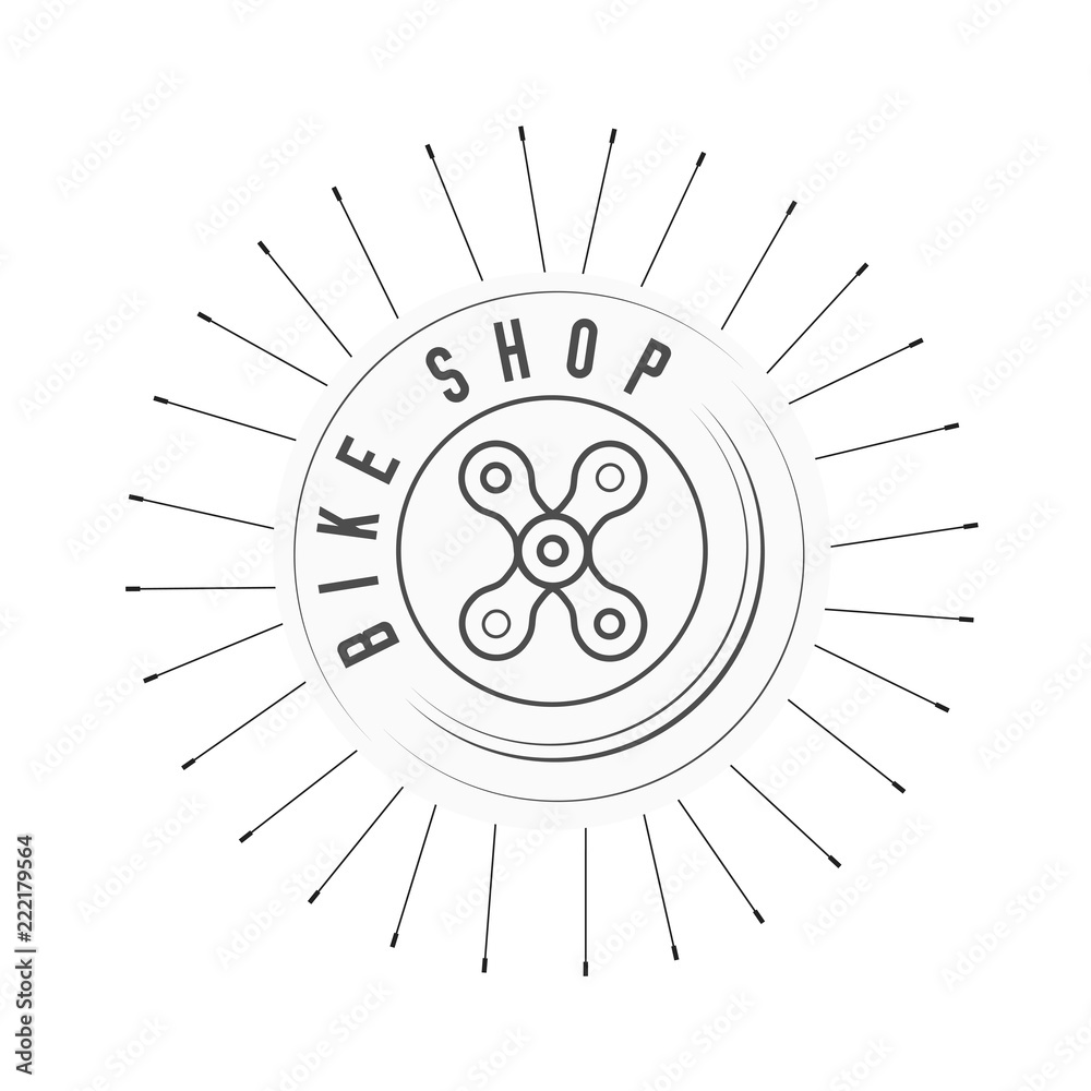 Obraz premium Bicycle Shop, Bikes Emblem. X Sign Made of Bicycle Chain. Monochrome Vector Illustration. Bicycle Spokes Background.