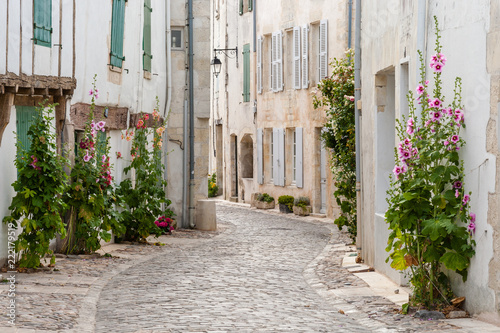 authentic cobblestone street, Saint Martin de Re, France. © florent