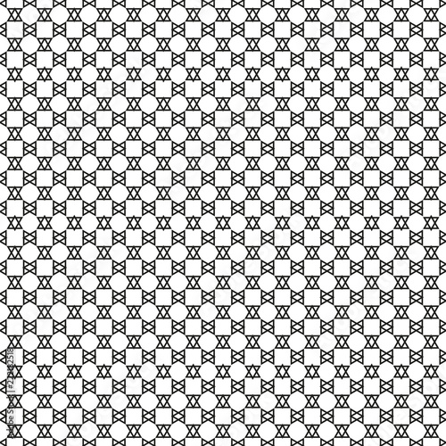 Seamless simple triangle black and white pattern, regular geoemetry equilateral connected triangles, with black outlit (outline), unusual abstract background