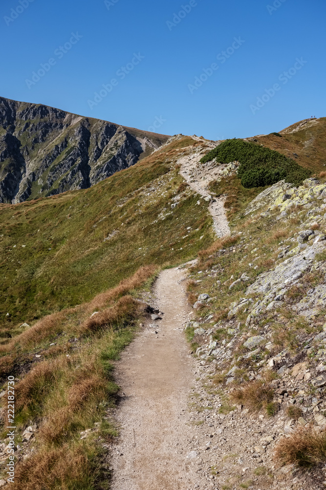 hiking trail on top of the mountain. Tatra, Slovakia