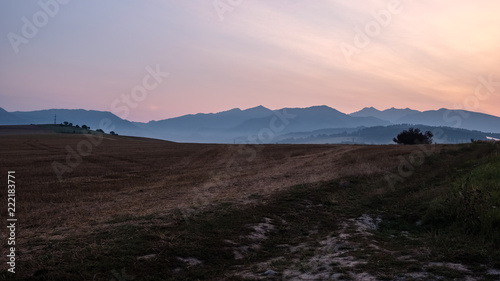 beautiful sunset in the mountains of Tatra, slovakia