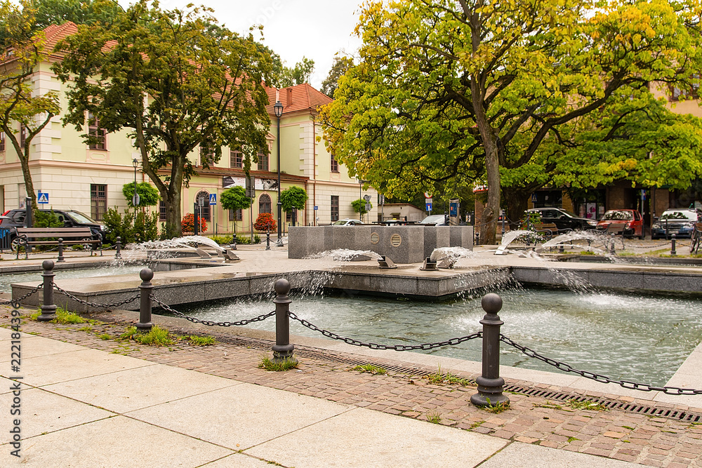 Market square in Krzeszowice (Poland)