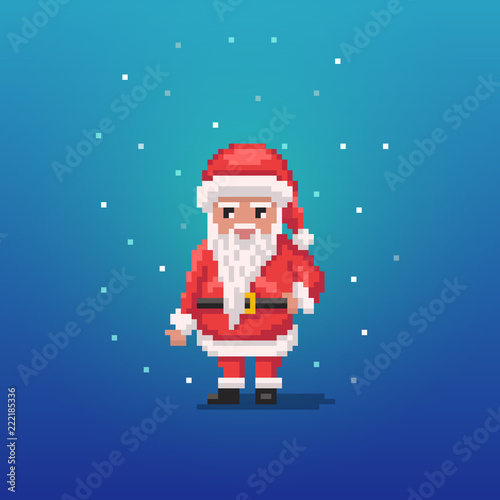 Pixel art santa claus personage. Vector illustration