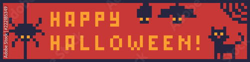Pixel art banner for design on Halloween.