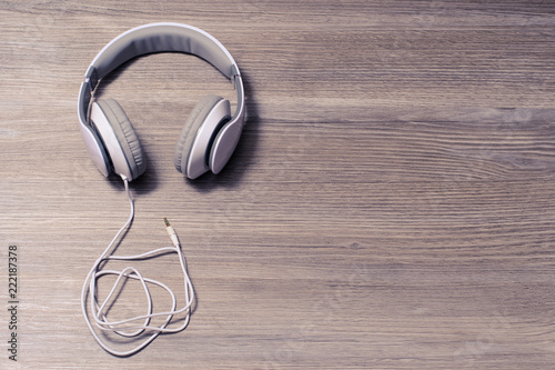 White headphones on a table