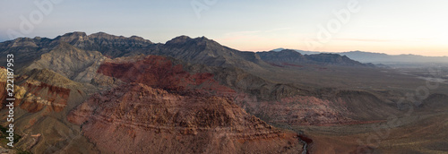 Aerial of Red Rock Canyon National Conservation Area at Sunrise
