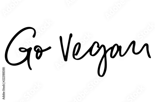 Go vegan. Handwritten text. Modern calligraphy. Inspirational quote. Isolated on white