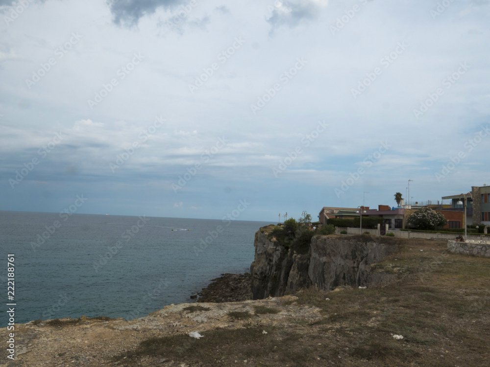 italian coast Torre dell'Orso (Salento - Puglia). Adriatic sea cliff