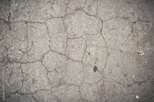 Texture of the dried, cracked earth