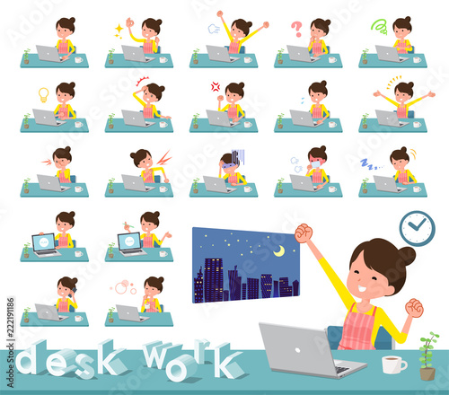 flat type Ballet Bun hair Apron mom_desk work