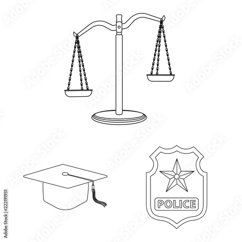 Vector design of law and lawyer symbol. Collection of law and justice vector icon for stock.