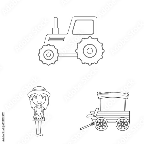 Vector illustration of farm and agriculture symbol. Set of farm and plant vector icon for stock.