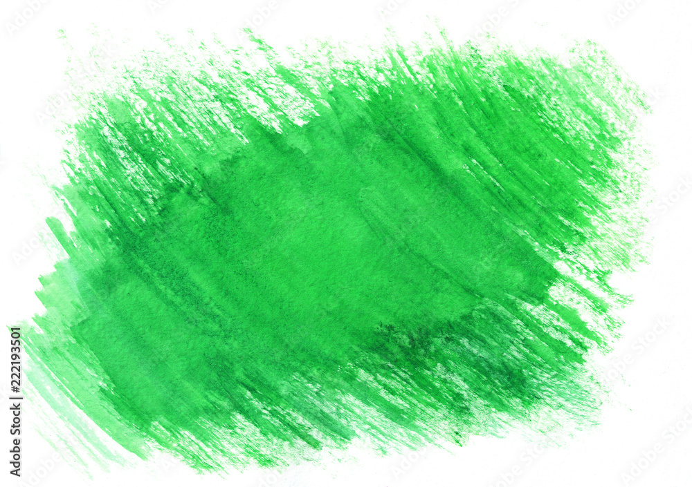 Green watercolor gradient brush strokes. Beautiful abstract background for designers, mock-ups, invitations, postcards, canvas for text and congratulations