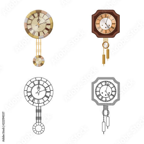 Isolated object of clock and time icon. Set of clock and circle stock vector illustration.
