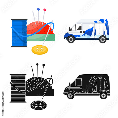 Isolated object of laundry and clean symbol. Collection of laundry and clothes stock vector illustration.