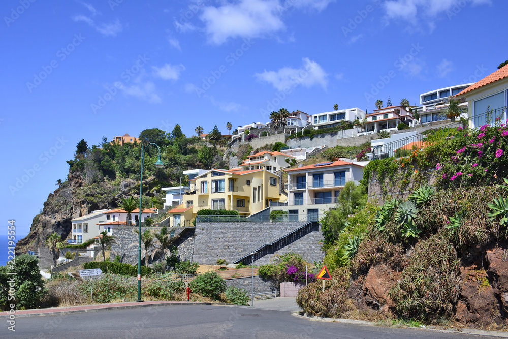 Houses in the hills in Garajau on the Madeira island, Portugal