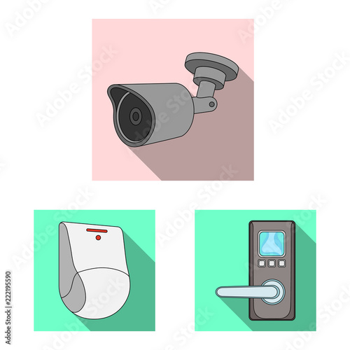 Vector illustration of cctv and camera symbol. Collection of cctv and system stock vector illustration.