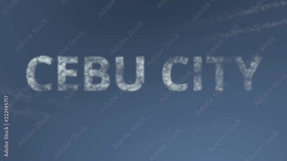 Flying airplanes reveal Cebu City caption. Traveling to Philippines conceptual intro animation Flying airplanes reveal Cebu City caption. Traveling to Philippines conceptual intro animation