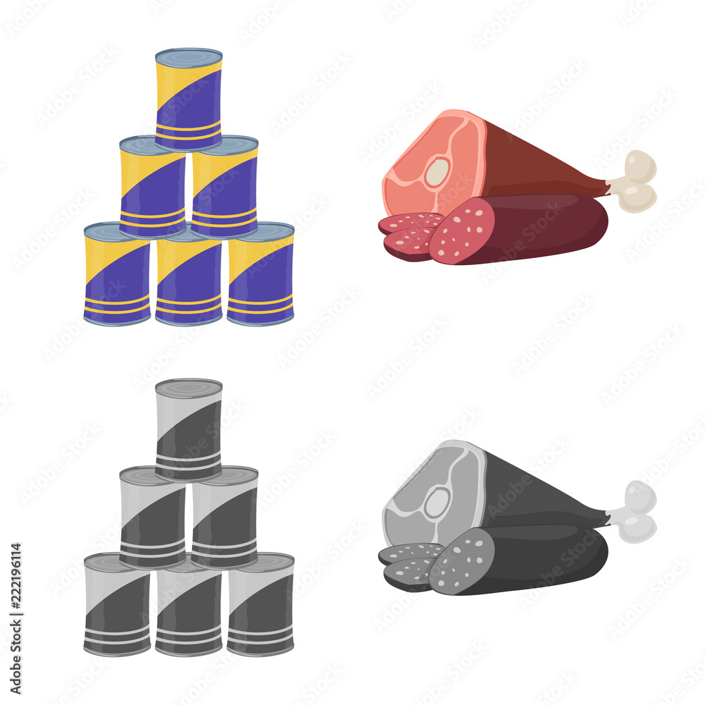 Vector illustration of food and drink symbol. Collection of food and store vector icon for stock.