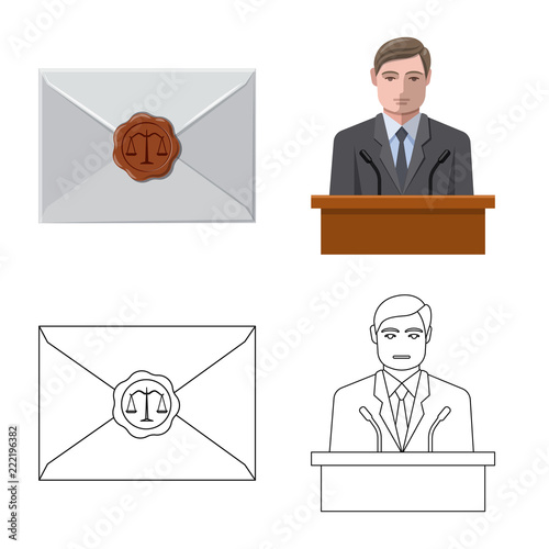 Vector design of law and lawyer logo. Collection of law and justice stock symbol for web.