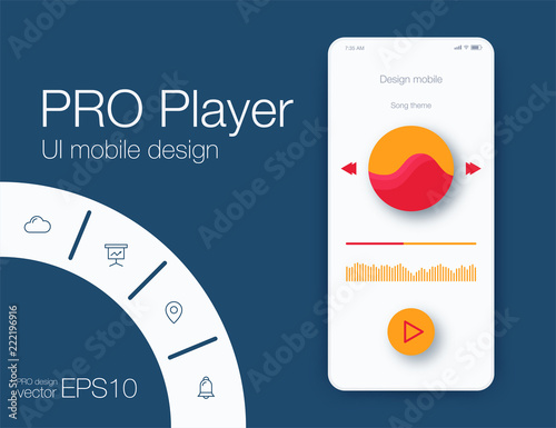 UX audio player templates. Stock vector eps10