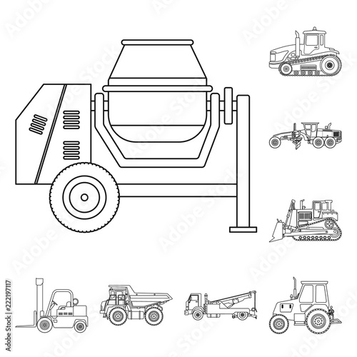 Isolated object of build and construction sign. Collection of build and machinery vector icon for stock.