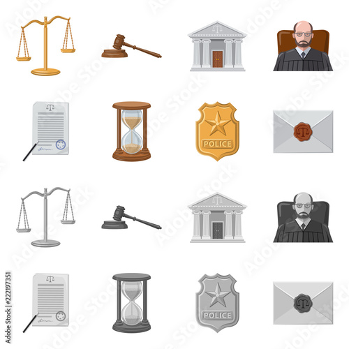 Vector design of law and lawyer sign. Set of law and justice vector icon for stock.