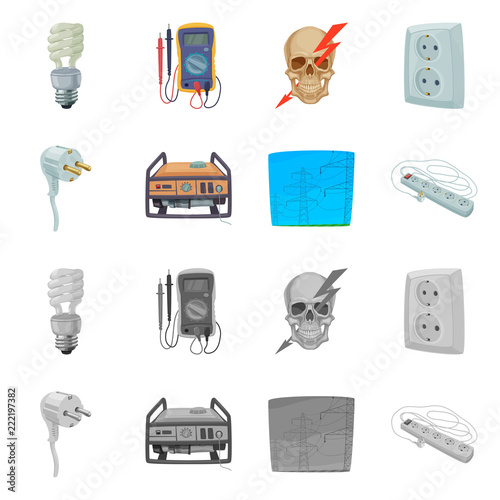 Vector design of electricity and electric sign. Collection of electricity and energy vector icon for stock.