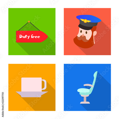 Vector illustration of airport and airplane sign. Collection of airport and plane vector icon for stock.