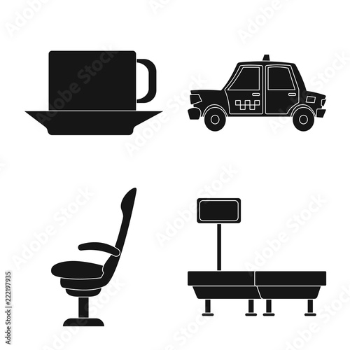 Vector design of airport and airplane symbol. Collection of airport and plane vector icon for stock.