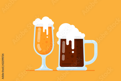 Beer in a glass, flat design