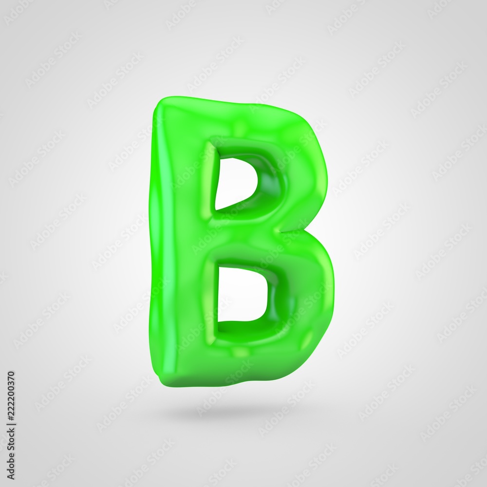 Green plasticine letter B uppercase isolated on white background. Green plasticine letter B uppercase isolated on white background.