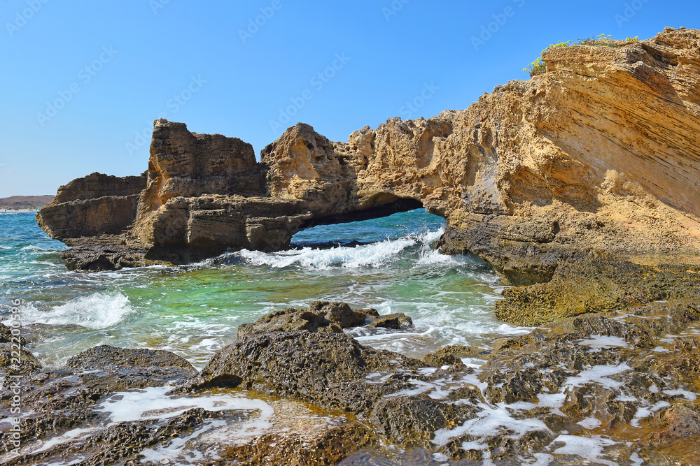 sandstone cliffs at the Nahsholim beach, north of Israel