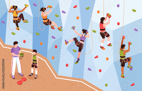 Isometric Rock Wall Composition