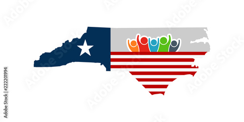 North Carolina People Support Vector Illustration