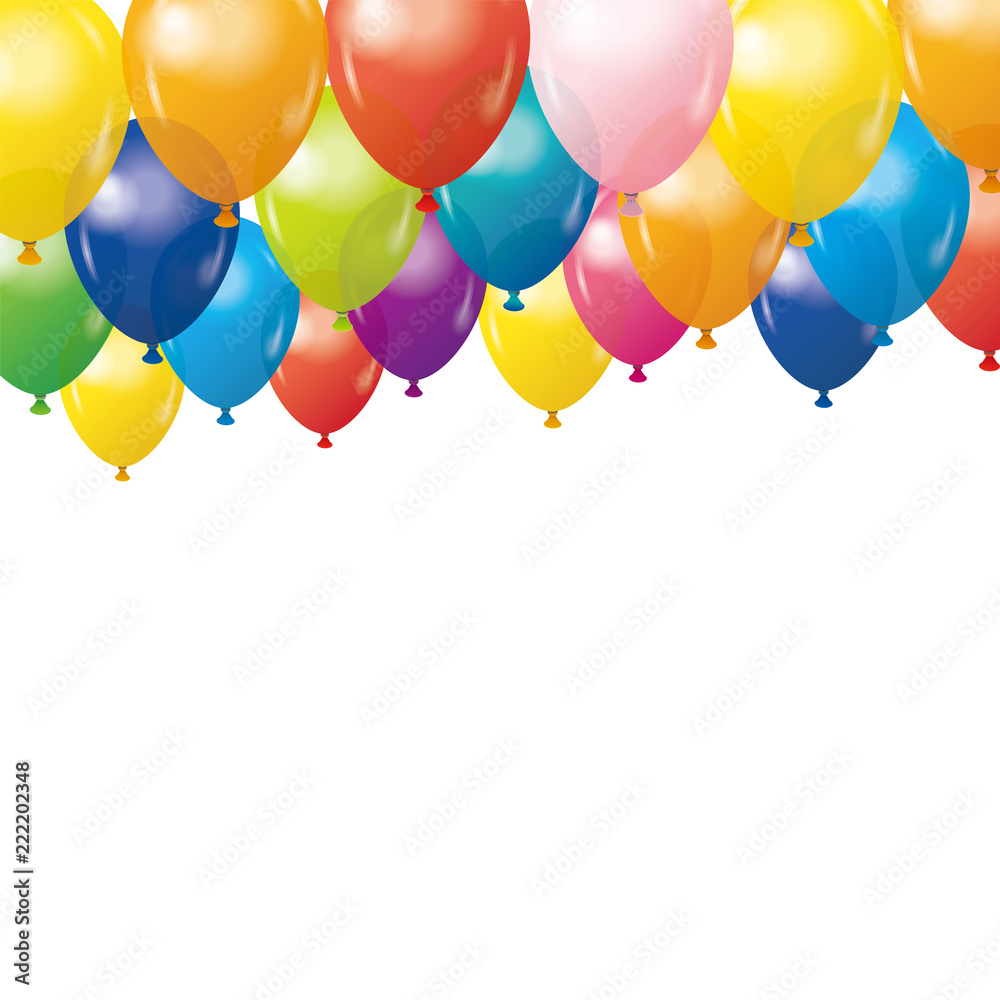 カラフルな風船が集まった背景イラスト 白背景 Illustration Of A Balloon Stock Illustration Adobe Stock