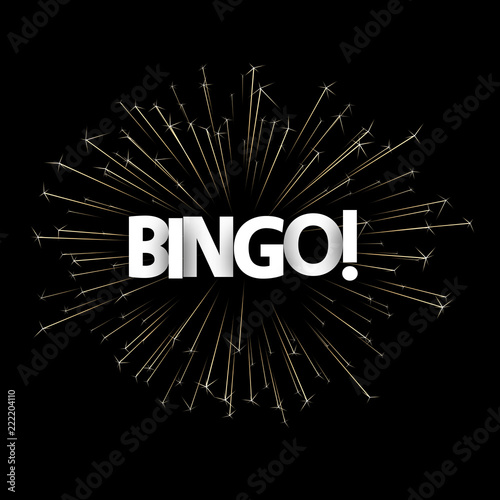 Black bingo poster with golden firework.