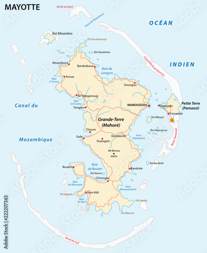 Department of Mayotte road vector map photo