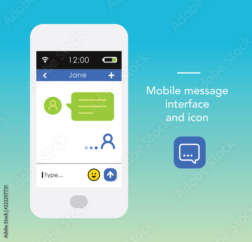 Smartphone with message interface and icon