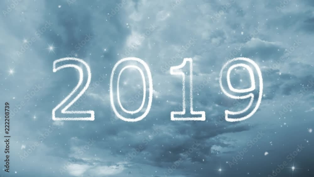 Happy New Year 2019 on cloudy sky decoration background. Happy New Year 2019 on cloudy sky decoration background.