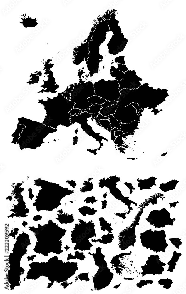 Map of Europe with different countries