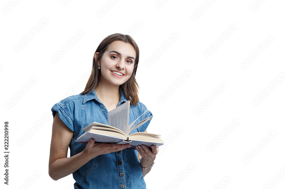 Young girl student teenager studying reading a book Young girl student teenager studying reading a book
