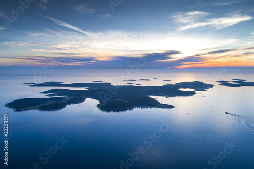 Kroatien, Istrien, Pula, Brijuni Inseln, Sonnenuntergang, Luftaufnahme photo