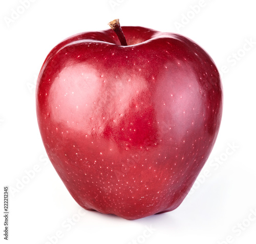 single ripe red apple fruit isolated on white background