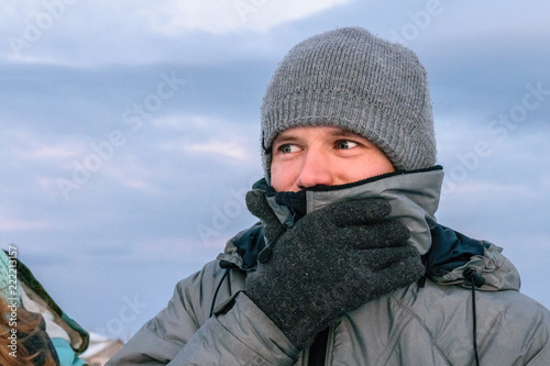 Man portrait in Teriberka, Murmansk Region, Russia © evdokimari