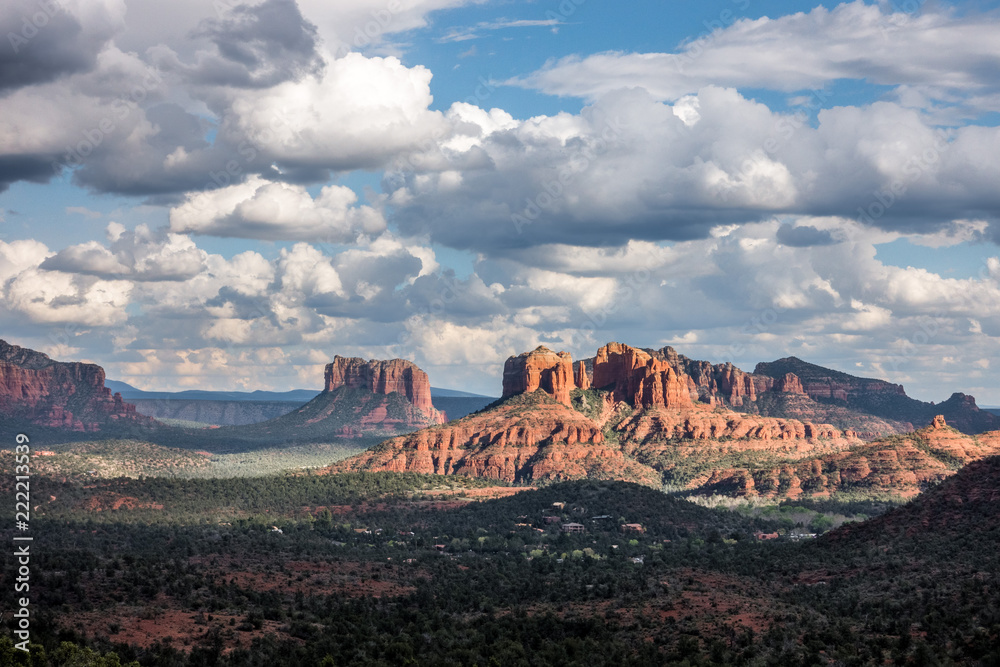 Fototapeta premium View of Cathedral Rock and Courthouse Rocks for Mesa Airport viewing area