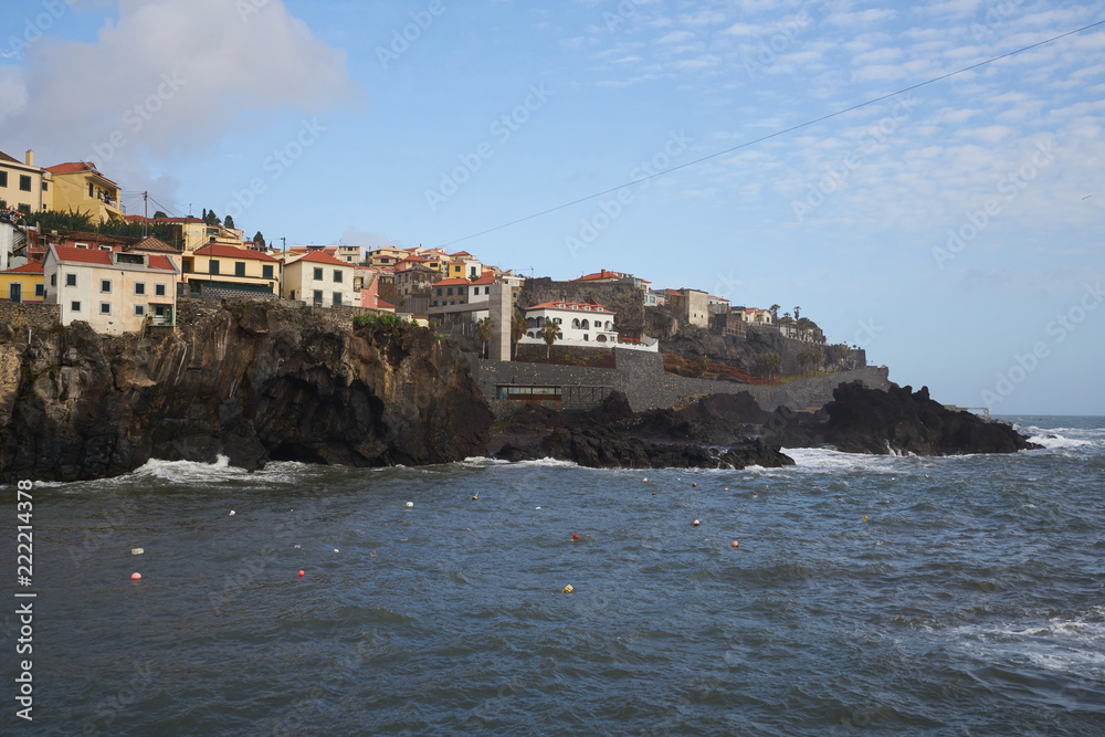 View of Câmara de Lobos seascape from the harbour, in Madeira