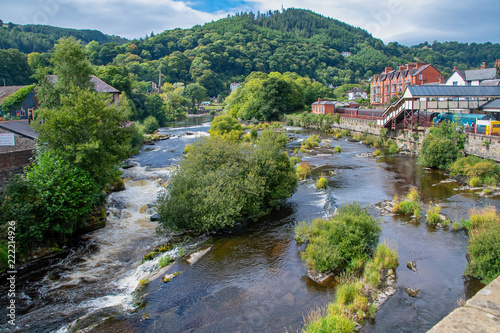 Scenic view of the river Dee at Llangollen in Wales photo