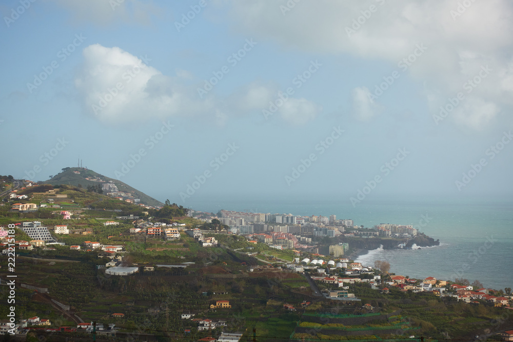 View of Miradouro da Torre viewpoint of the atlantic coastline with in Câmara de Lobos, Madeira